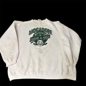 Vintage Mogadore Wildcats Track & Field‎ Sweatshirt Unisex XL White Pullover
